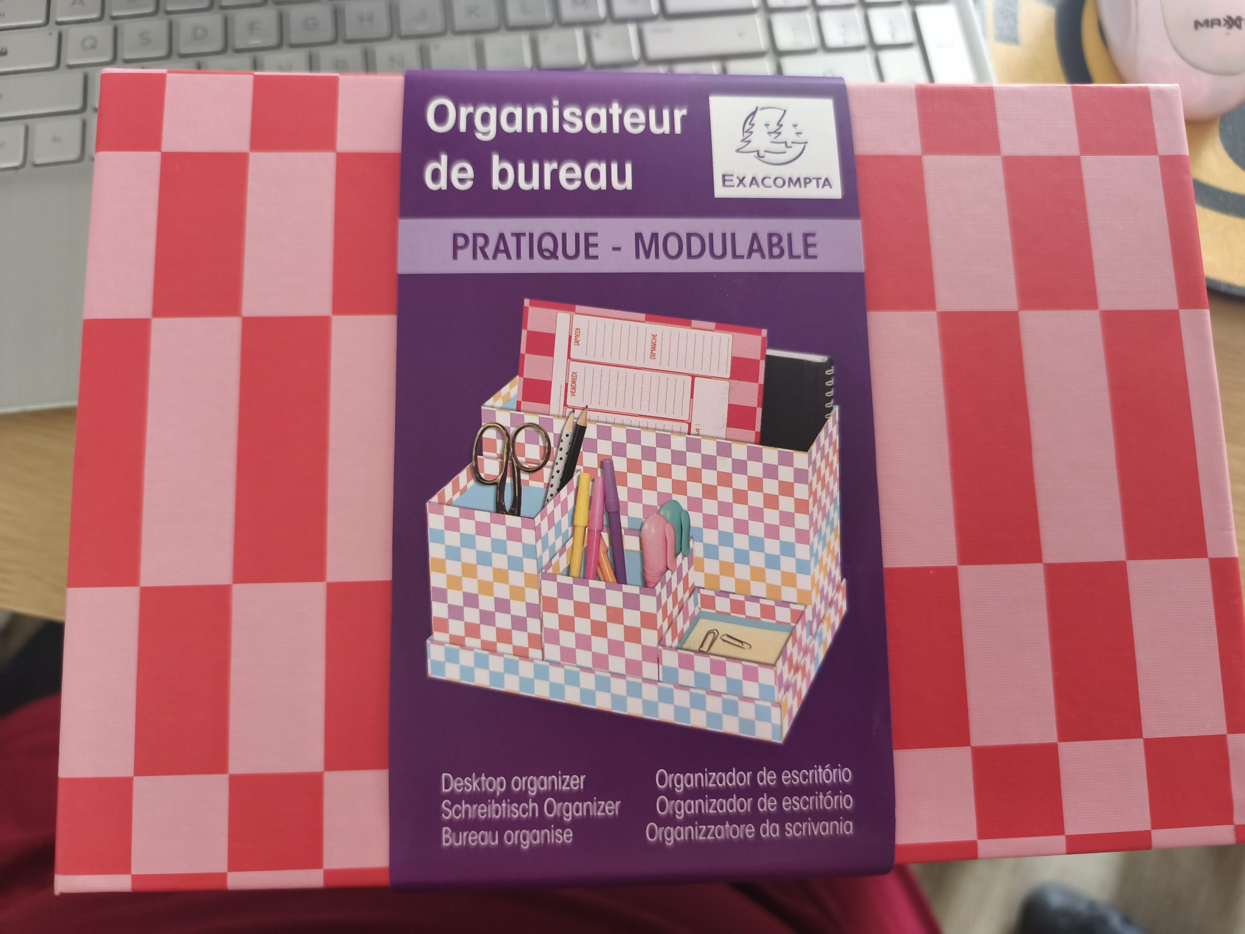 organisateur de bureau exa compta rouge rose