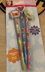 lot de 3 crayons de papier avec gomme Barbie