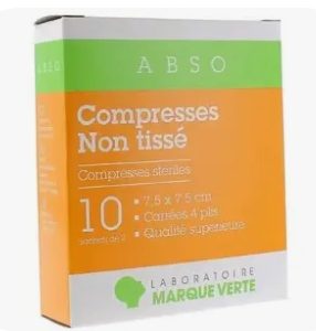 10 Compresses non tissé 7,5*7,5cm