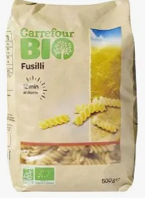 Pates fusilli bio 400 g Carrefour