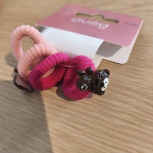 Elastique rose fushia ourson marron guilia