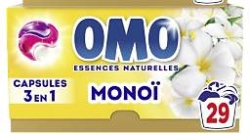 Lessive 29 capsules omo monoï