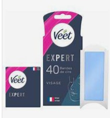 40 bandes de cire à l'amande douce pour visage veet