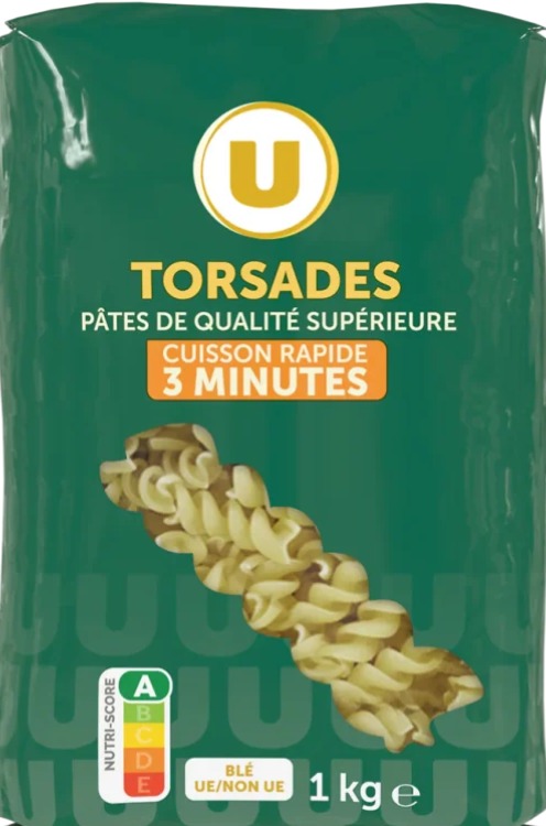 Pates torsades cuisson 3 mn 500g U