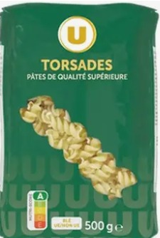 Pates torsades cuisson 8 mn 500g U