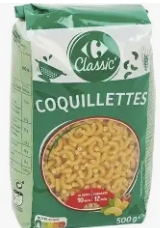 Pates coquillette carrefour 500g