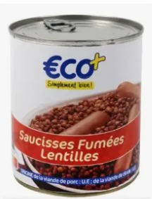 Saucisses goût fumé lentilles éco +